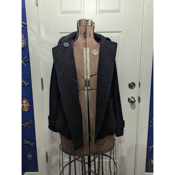 Maurices Double Breasted Wool Blend Peacoat Military Style - Picture 8 of 13